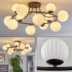 Chehalis Plafonnier, Boule lumineuse 76 cm Blanc, 12 lumières