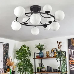 Chehalis Plafonnier, Boule lumineuse 76 cm Blanc, 12 lumières