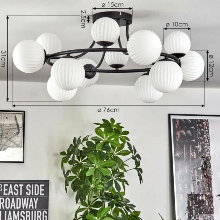 Chehalis Plafonnier, Boule lumineuse 76 cm Blanc, 12 lumières