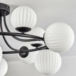 Chehalis Plafonnier, Boule lumineuse 76 cm Blanc, 12 lumières