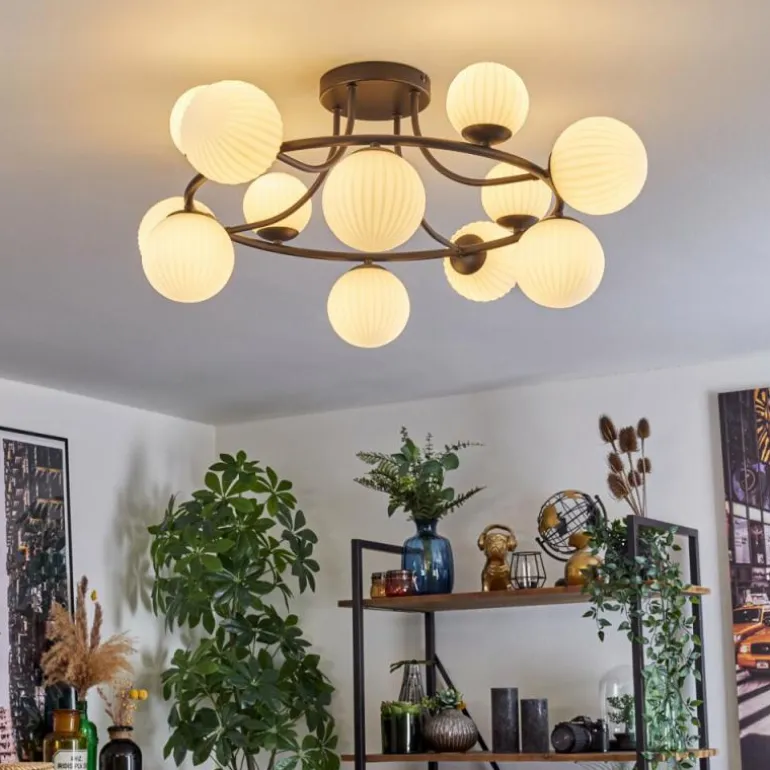 Chehalis Plafonnier, Boule lumineuse 76 cm Blanc, 12 lumières