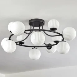 Chehalis Plafonnier, Boule lumineuse 76 cm Blanc, 12 lumières