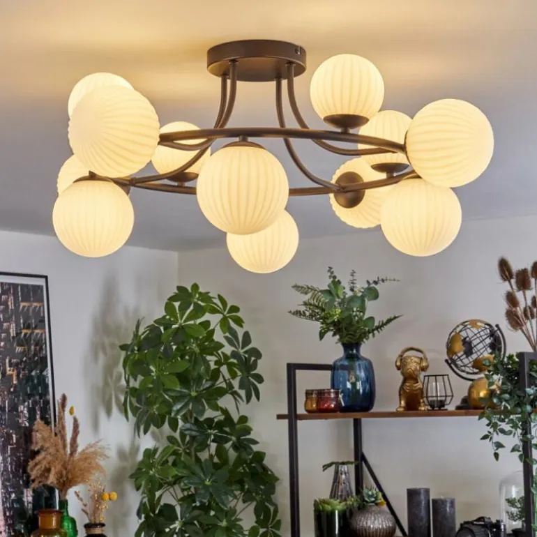 Chehalis Plafonnier, Boule lumineuse 76 cm Blanc, 12 lumières