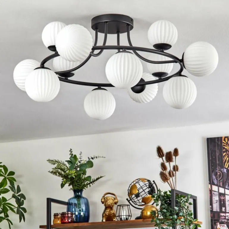 Chehalis Plafonnier, Boule lumineuse 76 cm Blanc, 12 lumières