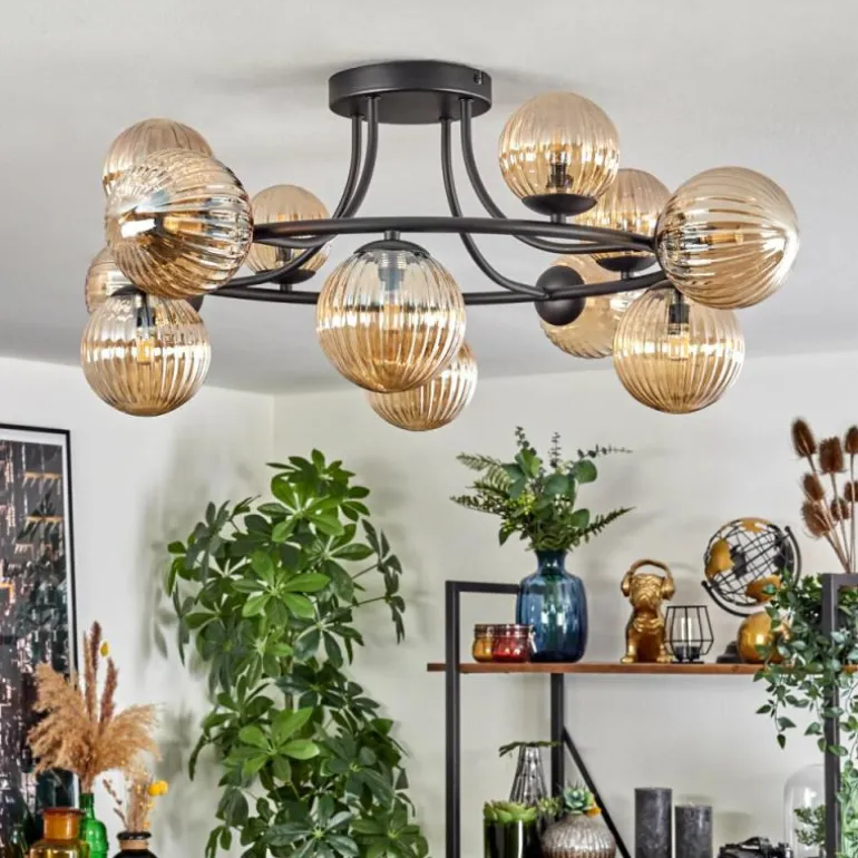 Chehalis Plafonnier, Boule lumineuse Ambre, 12 lumières