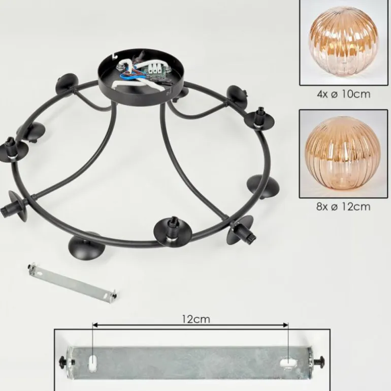 Chehalis Plafonnier, Boule lumineuse Ambre, 12 lumières