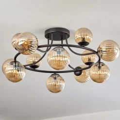 Chehalis Plafonnier, Boule lumineuse Ambre, 12 lumières