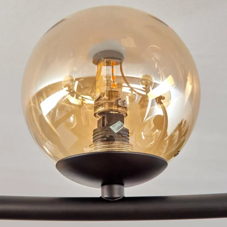 Chehalis Plafonnier, Boule lumineuse 76 cm Ambre, Fumé, 12 lumières
