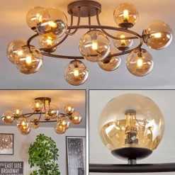 Chehalis Plafonnier, Boule lumineuse 76 cm Ambre, 12 lumières