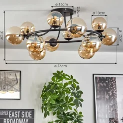 Chehalis Plafonnier, Boule lumineuse 76 cm Ambre, 12 lumières