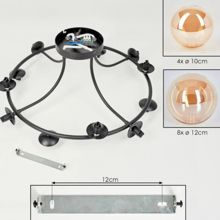 Chehalis Plafonnier, Boule lumineuse 76 cm Ambre, 12 lumières