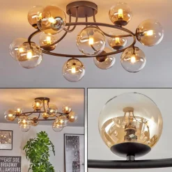 Chehalis Plafonnier, Boule lumineuse 76 cm Ambre, Clair, 12 lumières