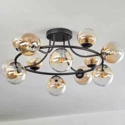 Chehalis Plafonnier, Boule lumineuse 76 cm Ambre, Clair, 12 lumières