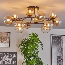 Chehalis Plafonnier, Boule lumineuse 76 cm Ambre, Clair, 12 lumières