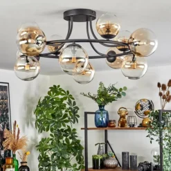 Chehalis Plafonnier, Boule lumineuse 76 cm Ambre, Clair, 12 lumières