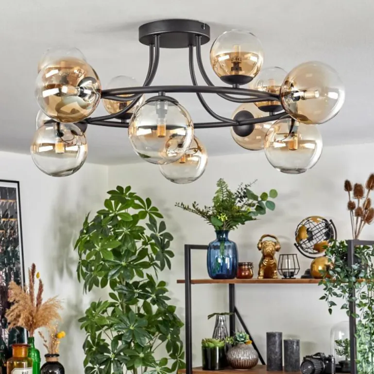 Chehalis Plafonnier, Boule lumineuse 76 cm Ambre, Clair, 12 lumières