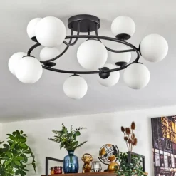 Chehalis Plafonnier, Boule lumineuse 76 cm Blanc, 12 lumières