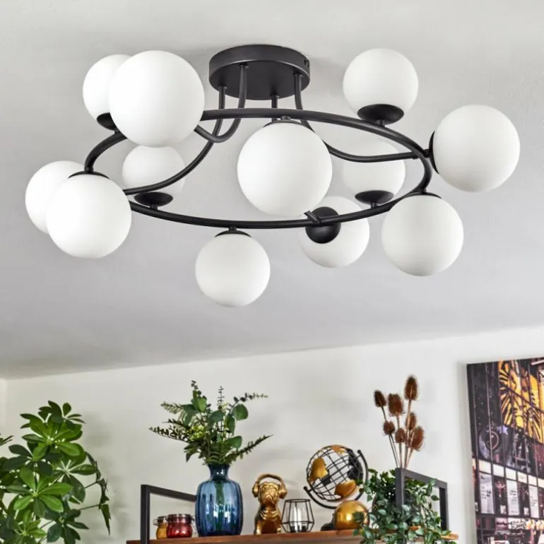 Chehalis Plafonnier, Boule lumineuse 76 cm Blanc, 12 lumières