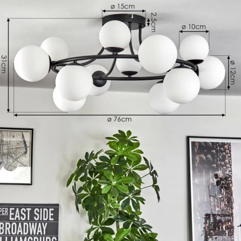 Chehalis Plafonnier, Boule lumineuse 76 cm Blanc, 12 lumières