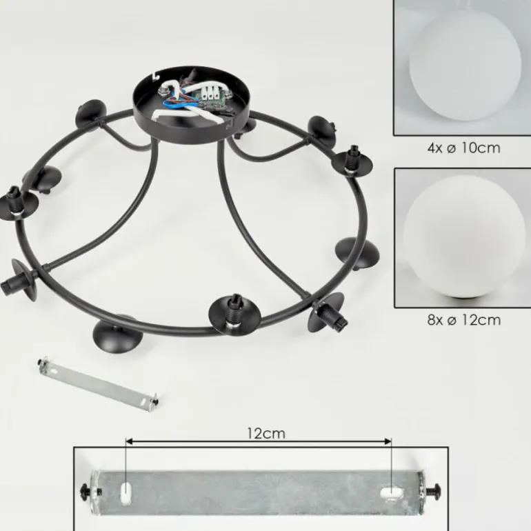 Chehalis Plafonnier, Boule lumineuse 76 cm Blanc, 12 lumières