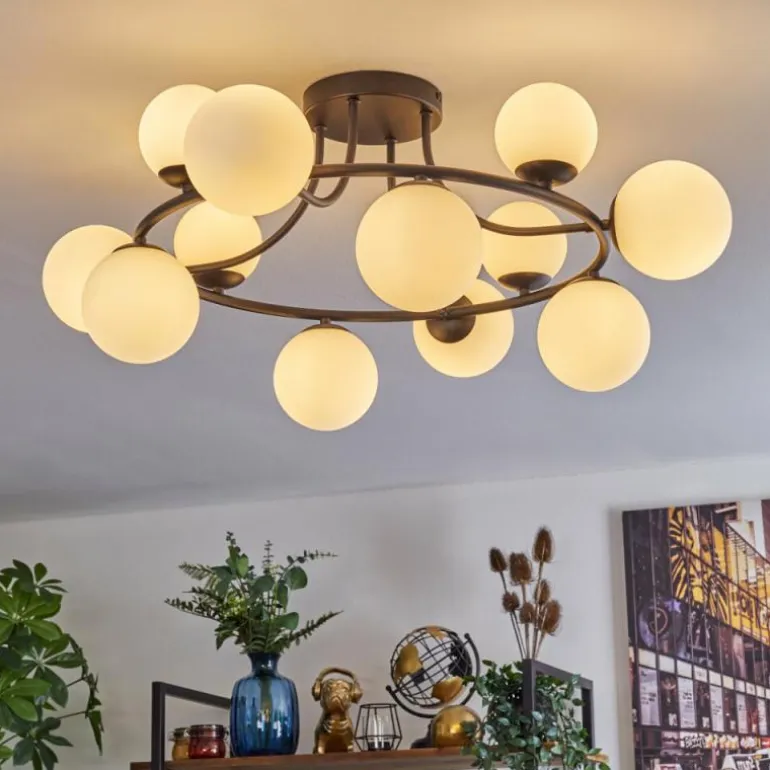 Chehalis Plafonnier, Boule lumineuse 76 cm Blanc, 12 lumières
