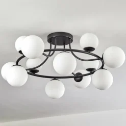 Chehalis Plafonnier, Boule lumineuse 76 cm Blanc, 12 lumières