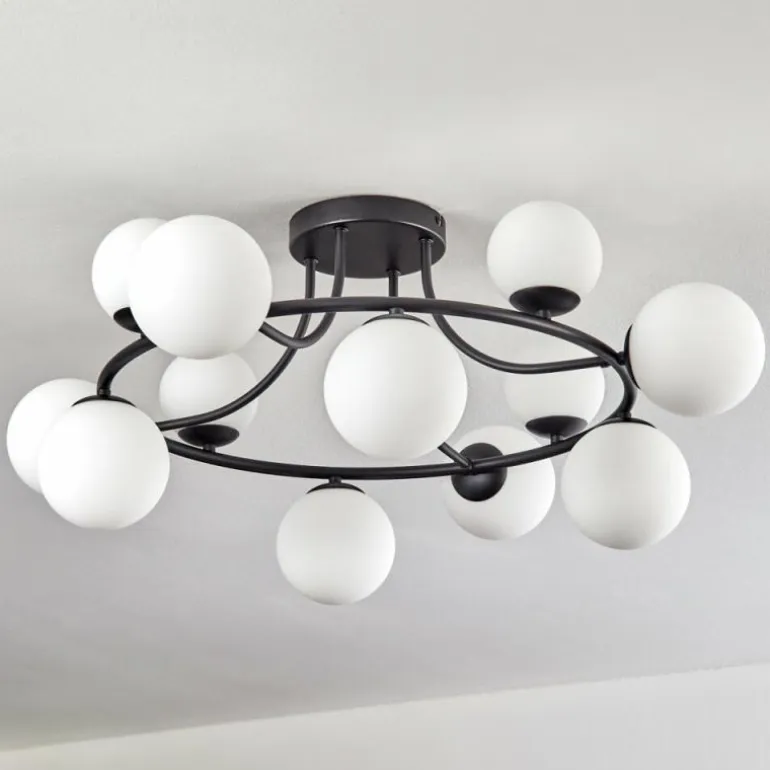 Chehalis Plafonnier, Boule lumineuse 76 cm Blanc, 12 lumières