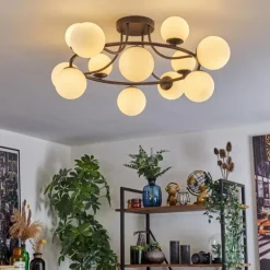 Chehalis Plafonnier, Boule lumineuse 76 cm Blanc, 12 lumières