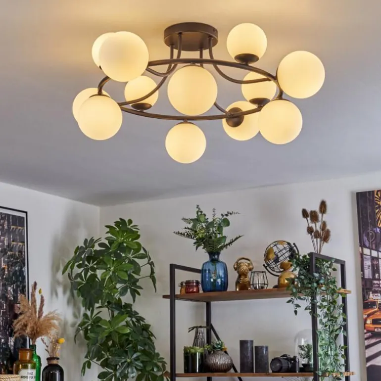 Chehalis Plafonnier, Boule lumineuse 76 cm Blanc, 12 lumières