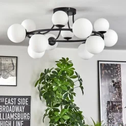 Chehalis Plafonnier, Boule lumineuse 76 cm Blanc, 12 lumières
