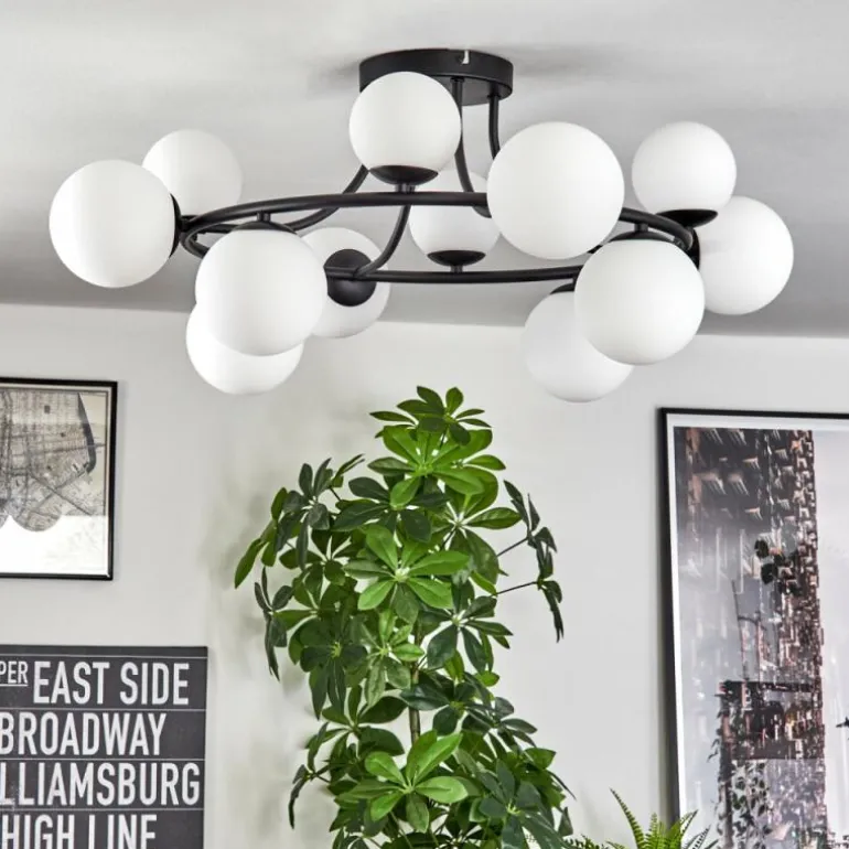 Chehalis Plafonnier, Boule lumineuse 76 cm Blanc, 12 lumières