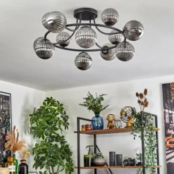 Chehalis Plafonnier, Boule lumineuse 76 cm Fumé, 12 lumières