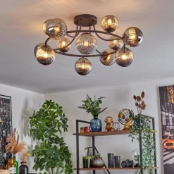 Chehalis Plafonnier, Boule lumineuse 76 cm Fumé, 12 lumières
