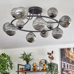 Chehalis Plafonnier, Boule lumineuse 76 cm Fumé, 12 lumières