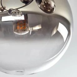 Chehalis Plafonnier, Boule lumineuse 76 cm Chrome, Clair, Fumé, 12 lumières