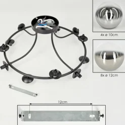 Chehalis Plafonnier, Boule lumineuse 76 cm Chrome, Clair, Fumé, 12 lumières