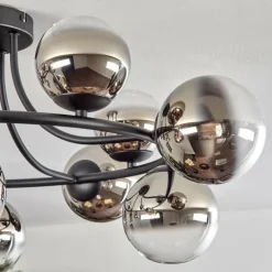 Chehalis Plafonnier, Boule lumineuse 76 cm Chrome, Clair, Fumé, 12 lumières
