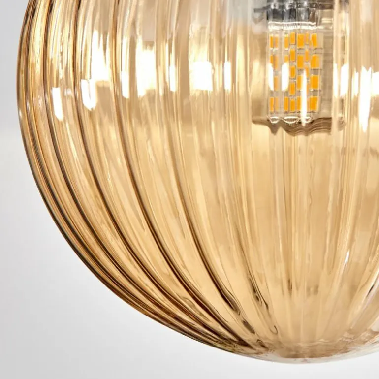 Chehalis Plafonnier, Boule lumineuse 76 cm Ambre, Fumé, 12 lumières
