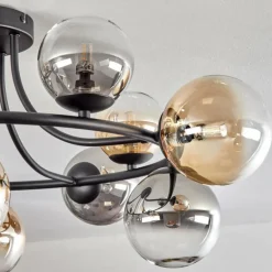 Chehalis Plafonnier, Boule lumineuse 76 cm Ambre, Clair, Fumé, 12 lumières