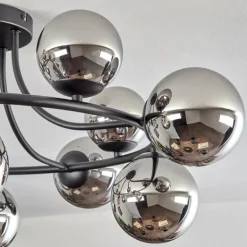 Chehalis Plafonnier, Boule lumineuse 76 cm Chrome, Fumé, 12 lumières