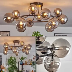 Chehalis Plafonnier, Boule lumineuse Fumé, 12 lumières