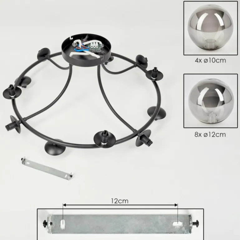 Chehalis Plafonnier, Boule lumineuse Fumé, 12 lumières