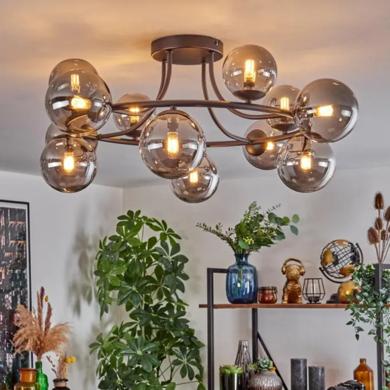 Chehalis Plafonnier, Boule lumineuse Fumé, 12 lumières