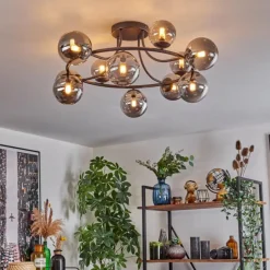 Chehalis Plafonnier, Boule lumineuse Fumé, 12 lumières