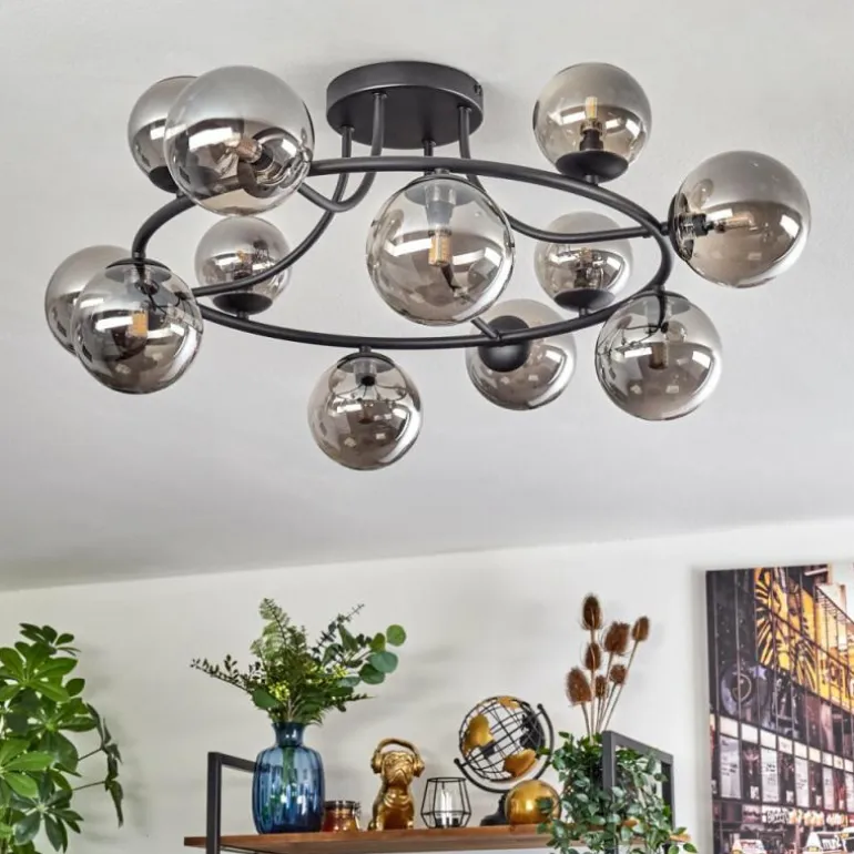 Chehalis Plafonnier, Boule lumineuse Fumé, 12 lumières