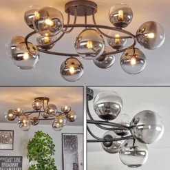 Chehalis Plafonnier, Boule lumineuse 76 cm Clair, Fumé, 12 lumières