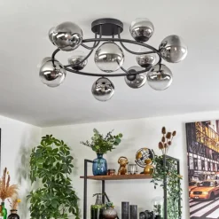 Chehalis Plafonnier, Boule lumineuse 76 cm Clair, Fumé, 12 lumières