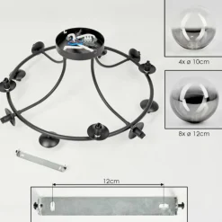 Chehalis Plafonnier, Boule lumineuse 76 cm Clair, Fumé, 12 lumières