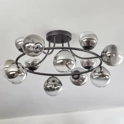 Chehalis Plafonnier, Boule lumineuse 76 cm Clair, Fumé, 12 lumières