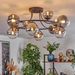 Chehalis Plafonnier, Boule lumineuse 76 cm Clair, Fumé, 12 lumières